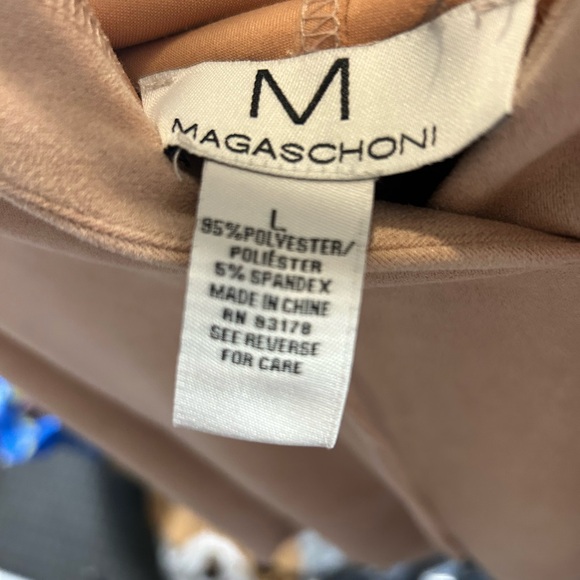 Magaschoni Hoodie Sweater Pastel Pink Solid Pullover Faux Suede Cropped Large - Picture 3 of 4